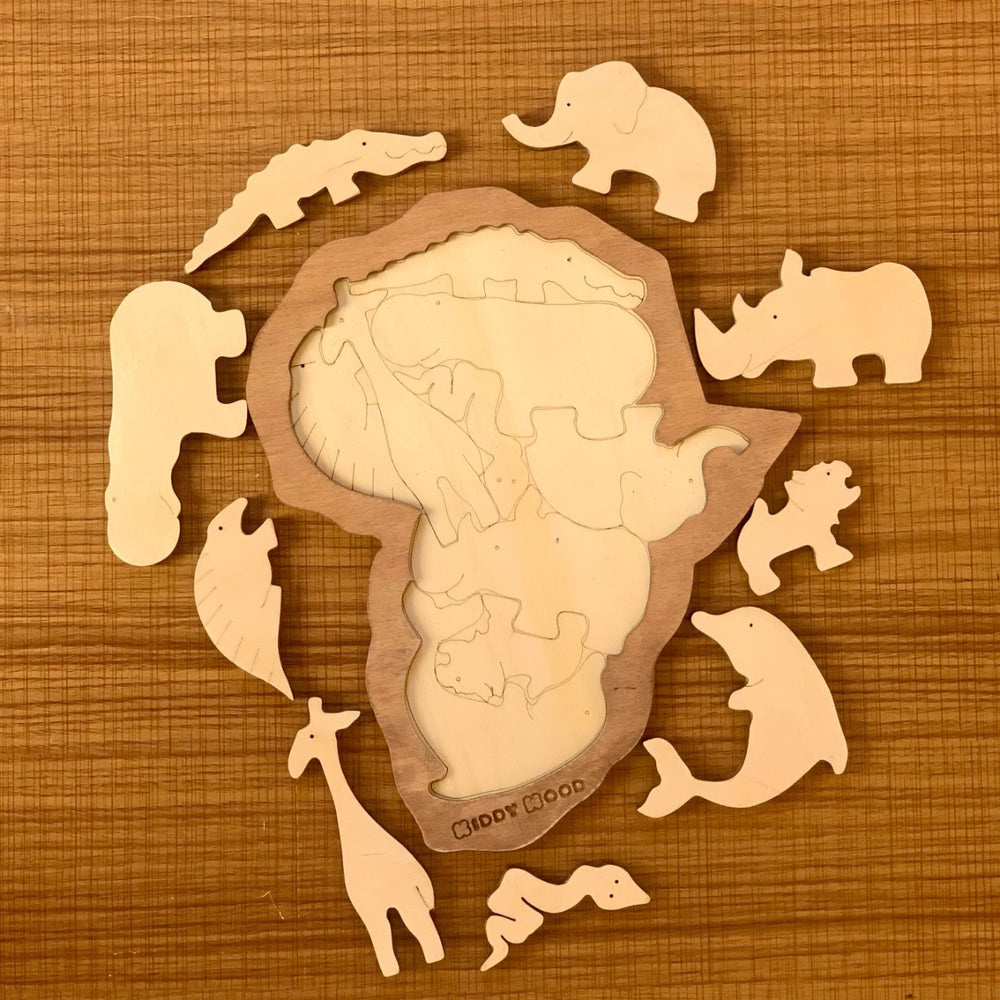 Wooden  Africa Map Puzzle - بازل خريطة قارة أفرقيا الخشبية
