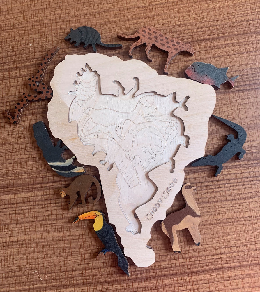 South America Map Wooden Puzzle - بازل خشبي خريطة  قارة أمريكا الجنوبية