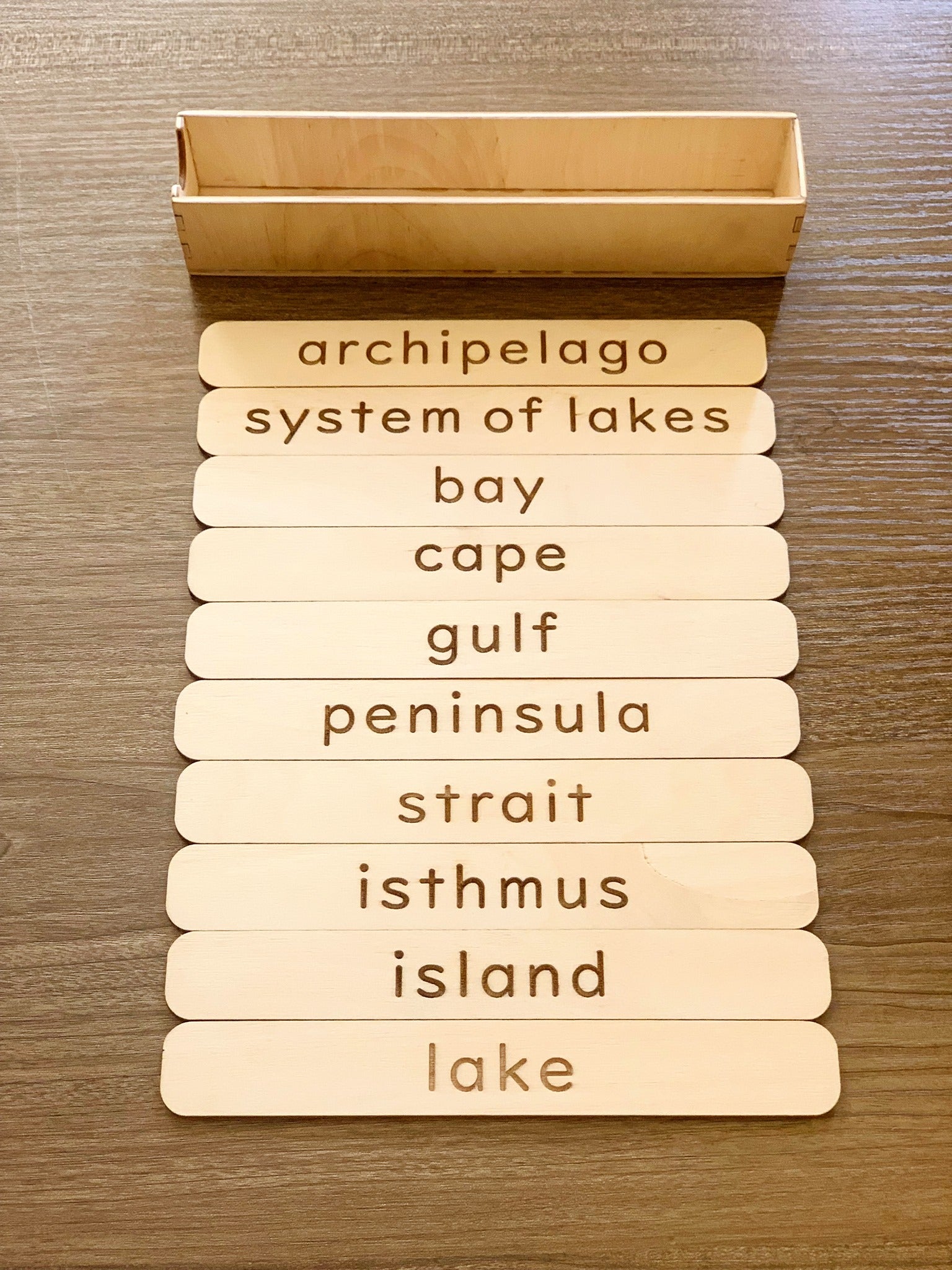 Land and Water Forms Wooden Cards - كروت التضاريس: الأرض والماء