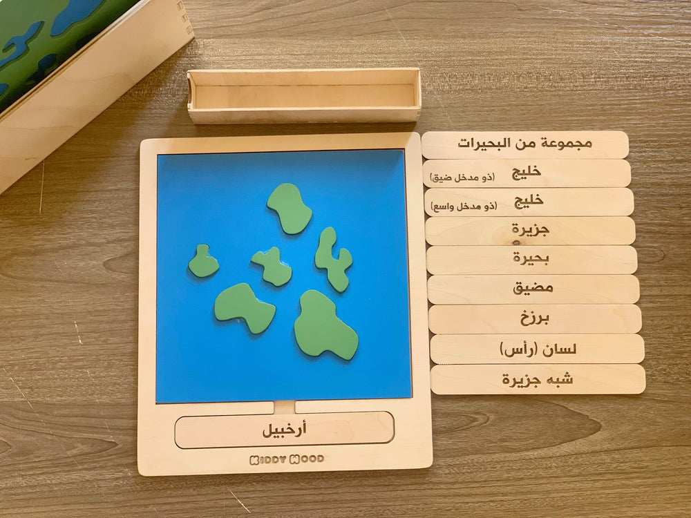 Land and Water Forms Wooden Cards - كروت التضاريس: الأرض والماء