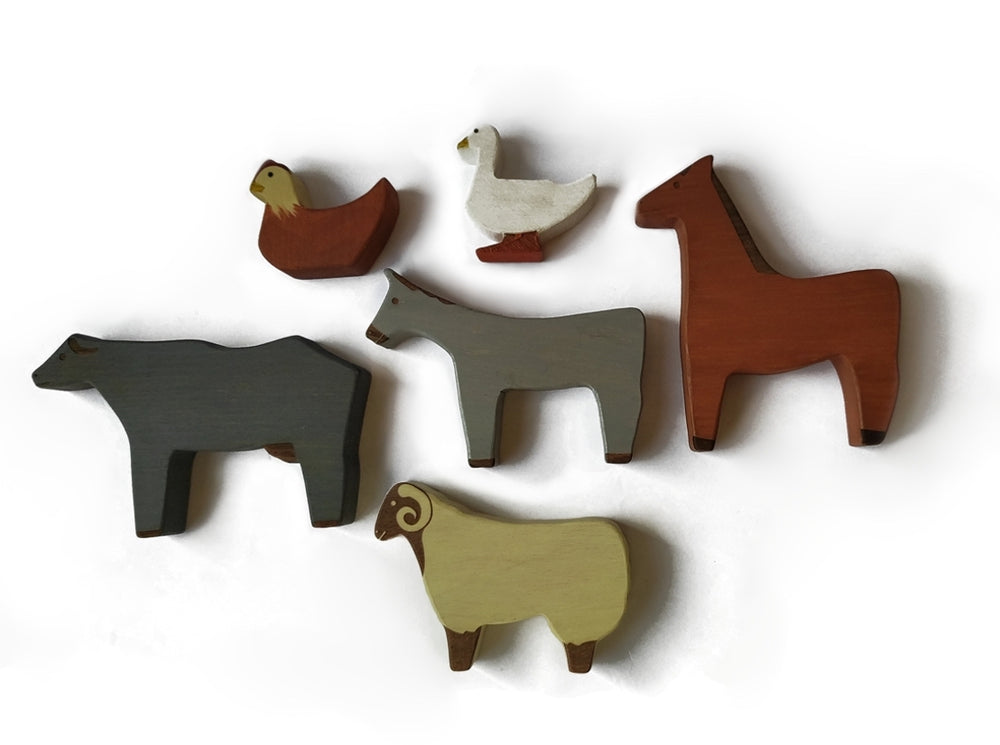 Wooden Farm Animals Set - مجموعة حيوانات المزرعة الخشبية