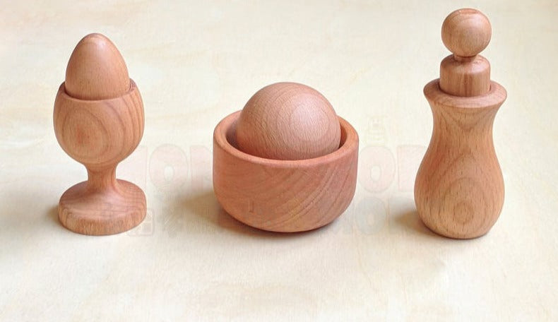 Egg, Ball and Doll with containers